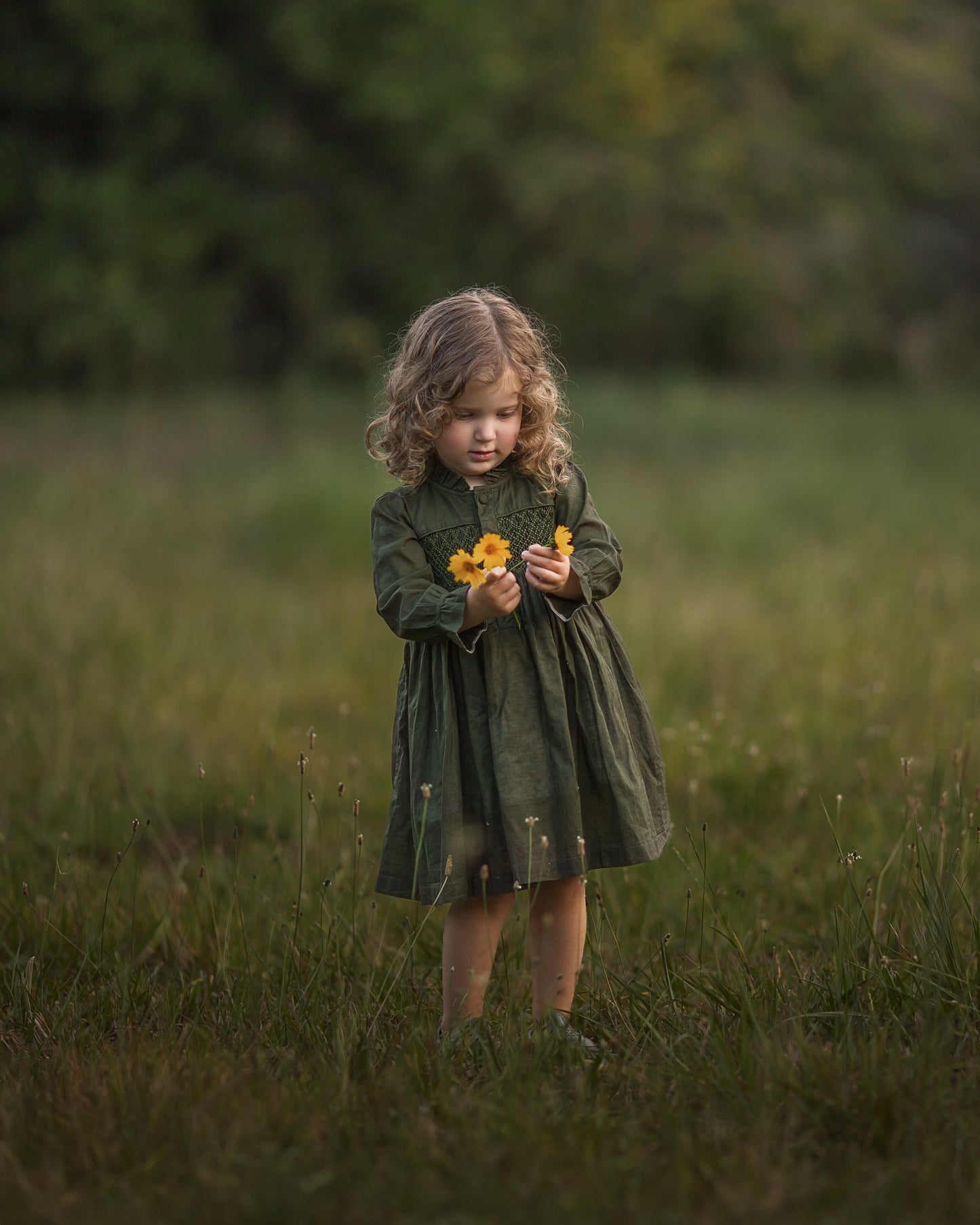 Misty Green Smocked Dress