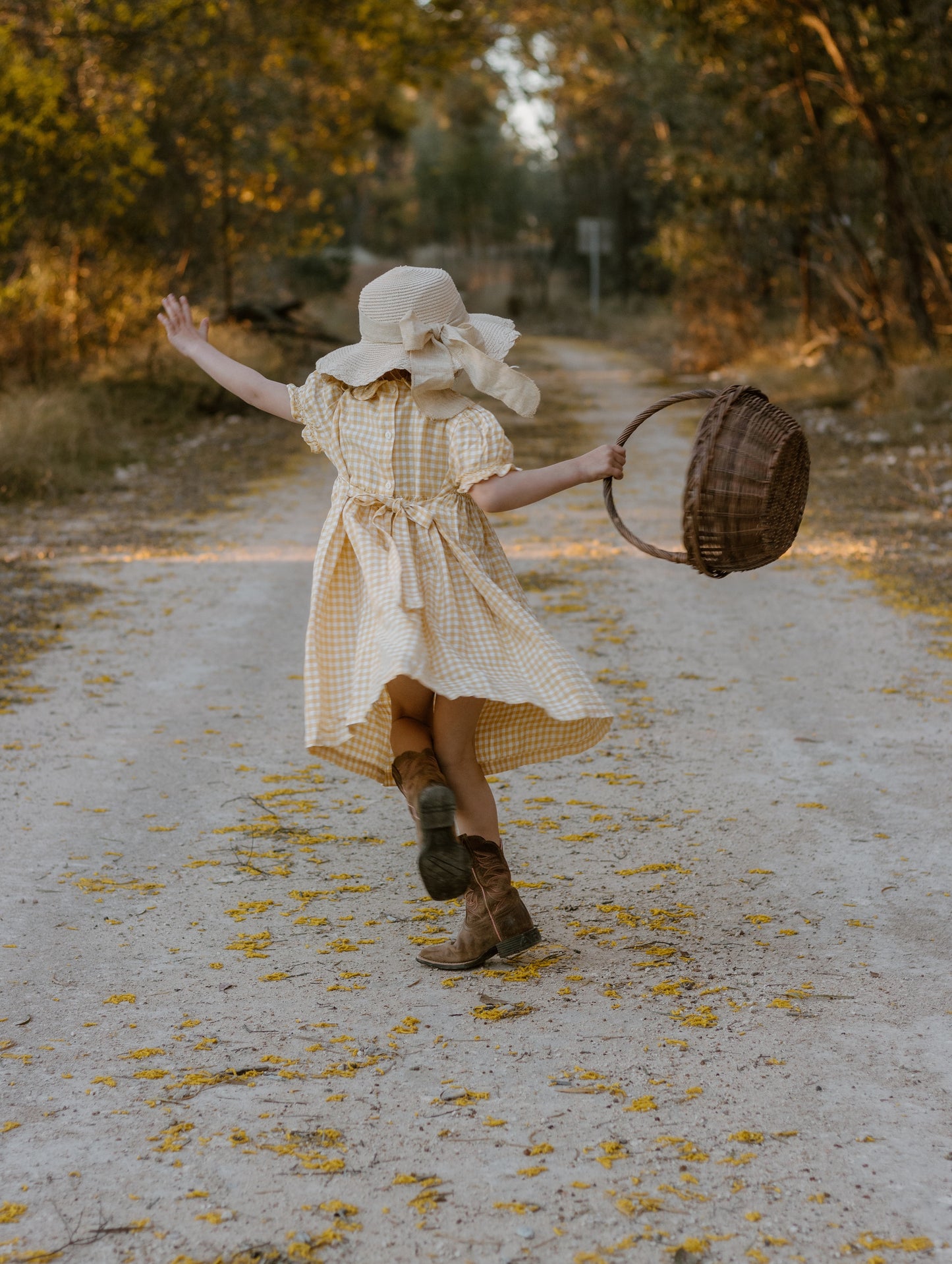 Yellow Gingham Linen Smocked Dress