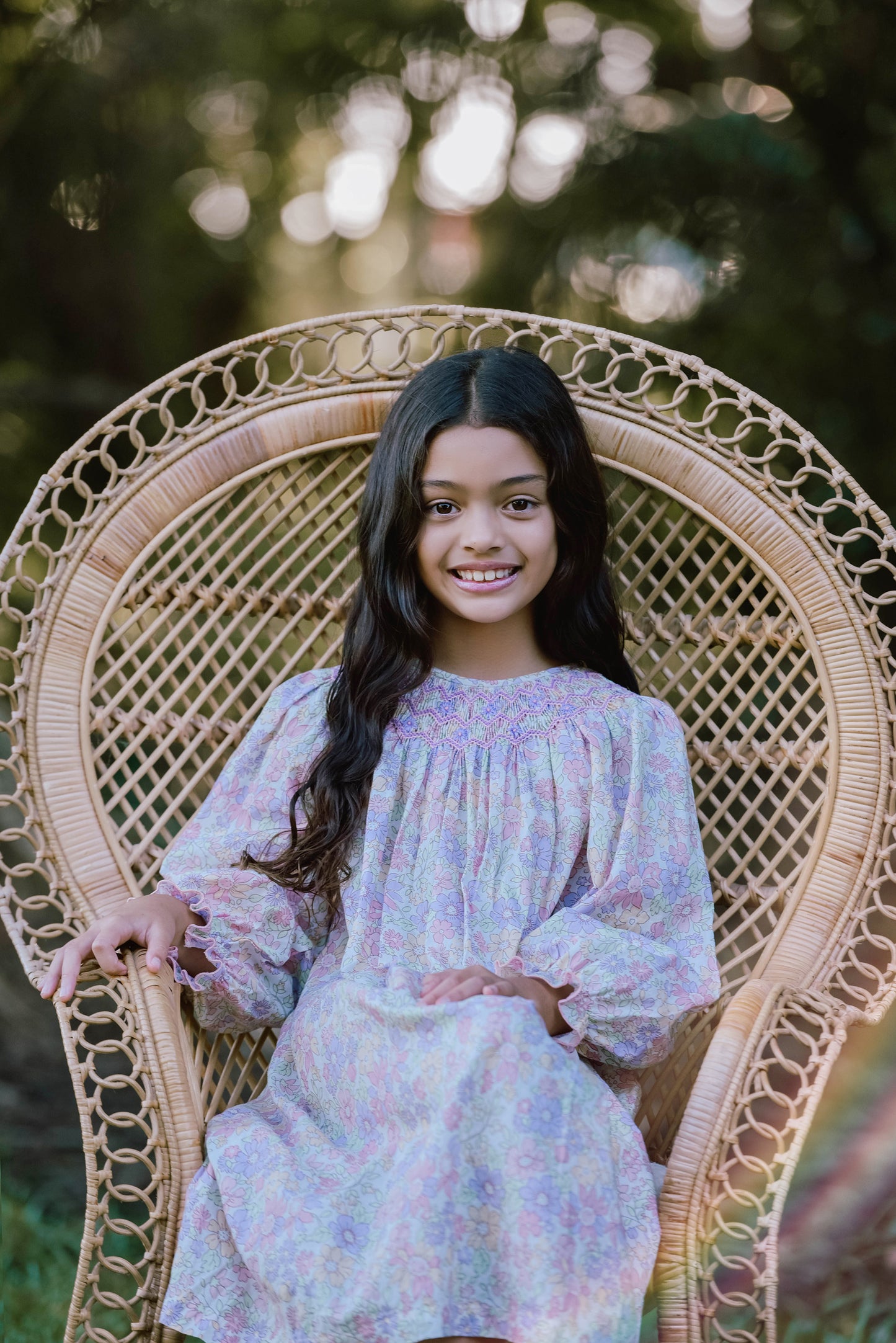 Lavender Bloom Smocked Dress (Long Sleeves)