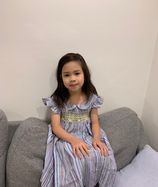 Linen Stripe Smocked Dress