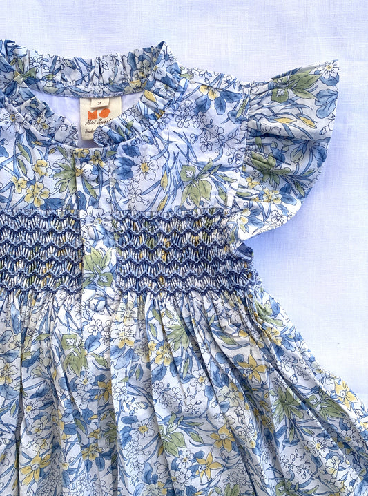 Azure Bloom Smocked Dress