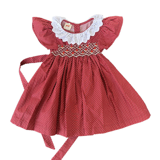 Bordeaux Red Smocked Dress
