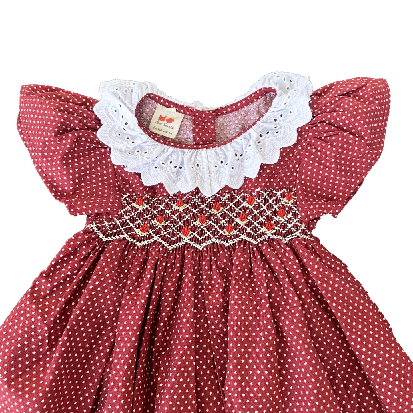 Bordeaux Red Smocked Dress