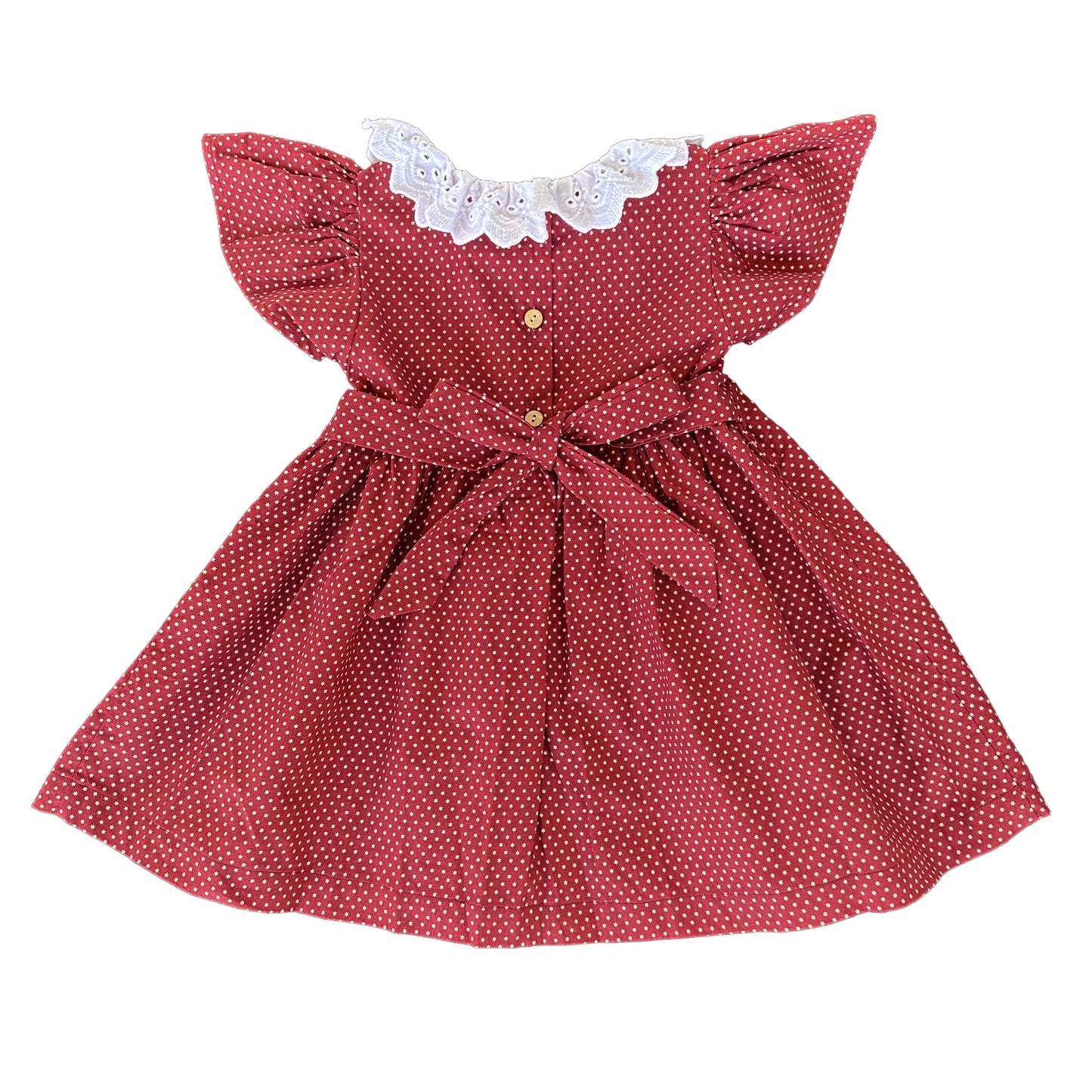 Bordeaux Red Smocked Dress