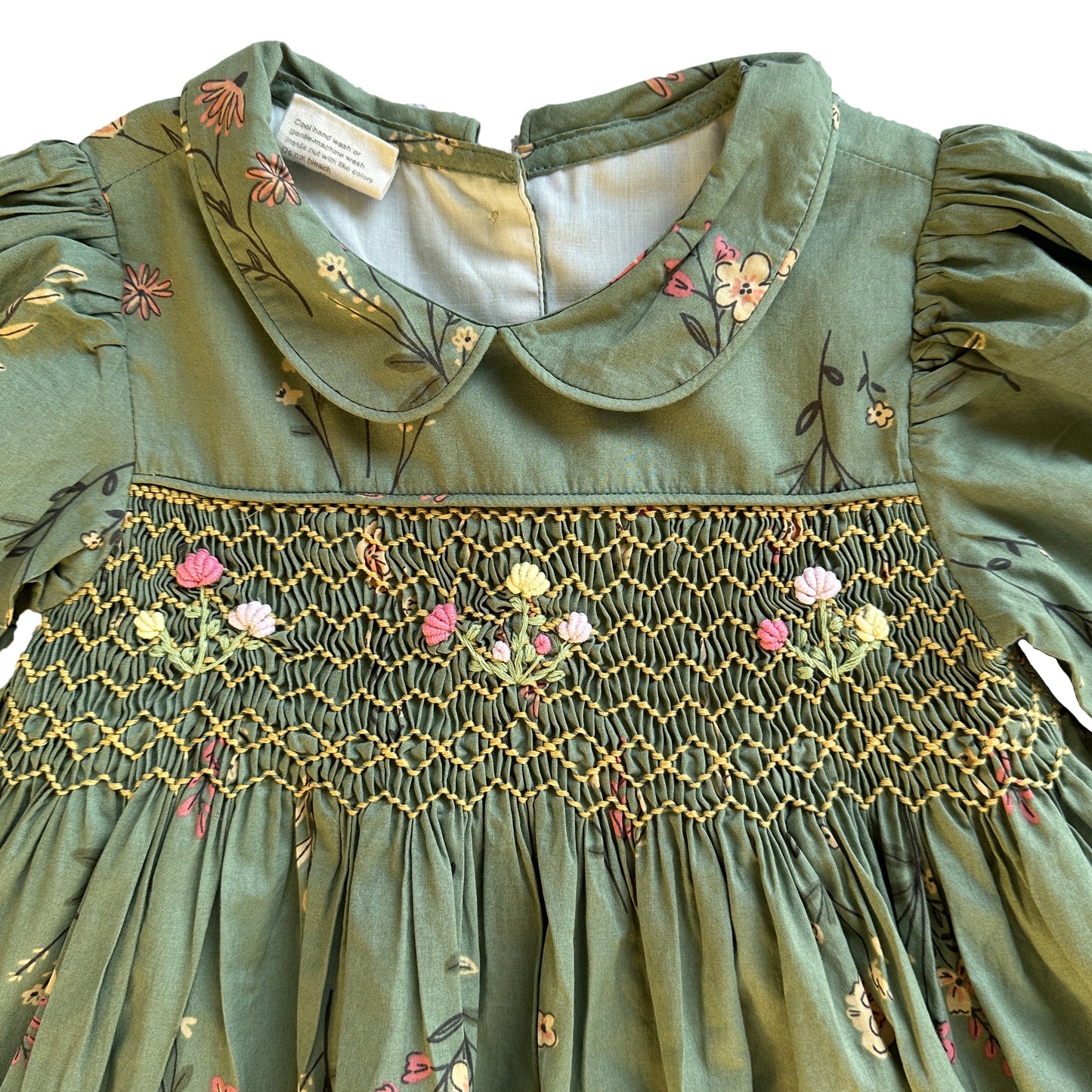 Botanical Green Embroidered Dress