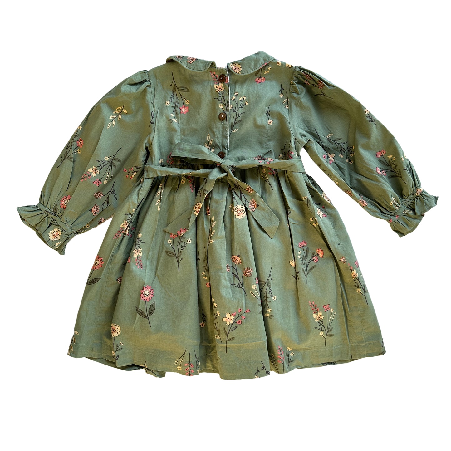 Botanical Green Embroidered Dress