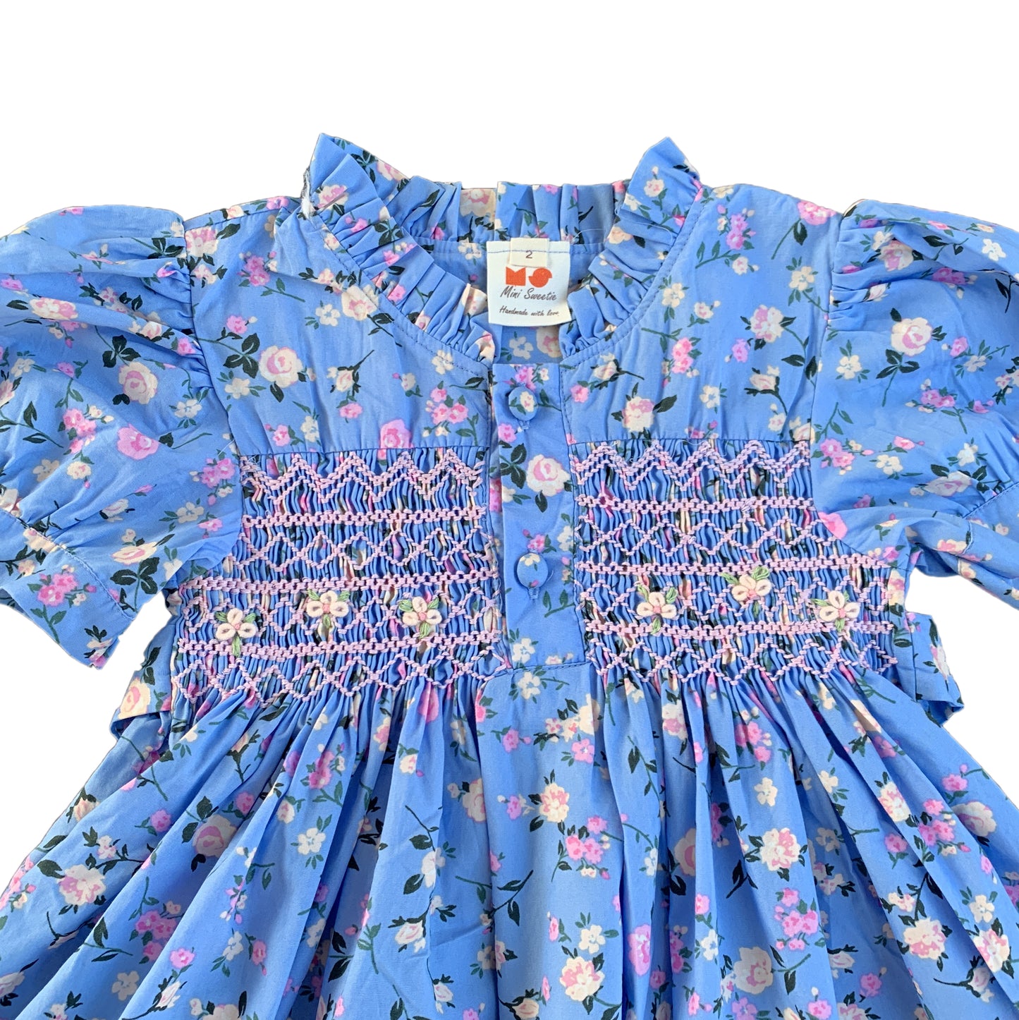Cerulean Rose Smocked Dress