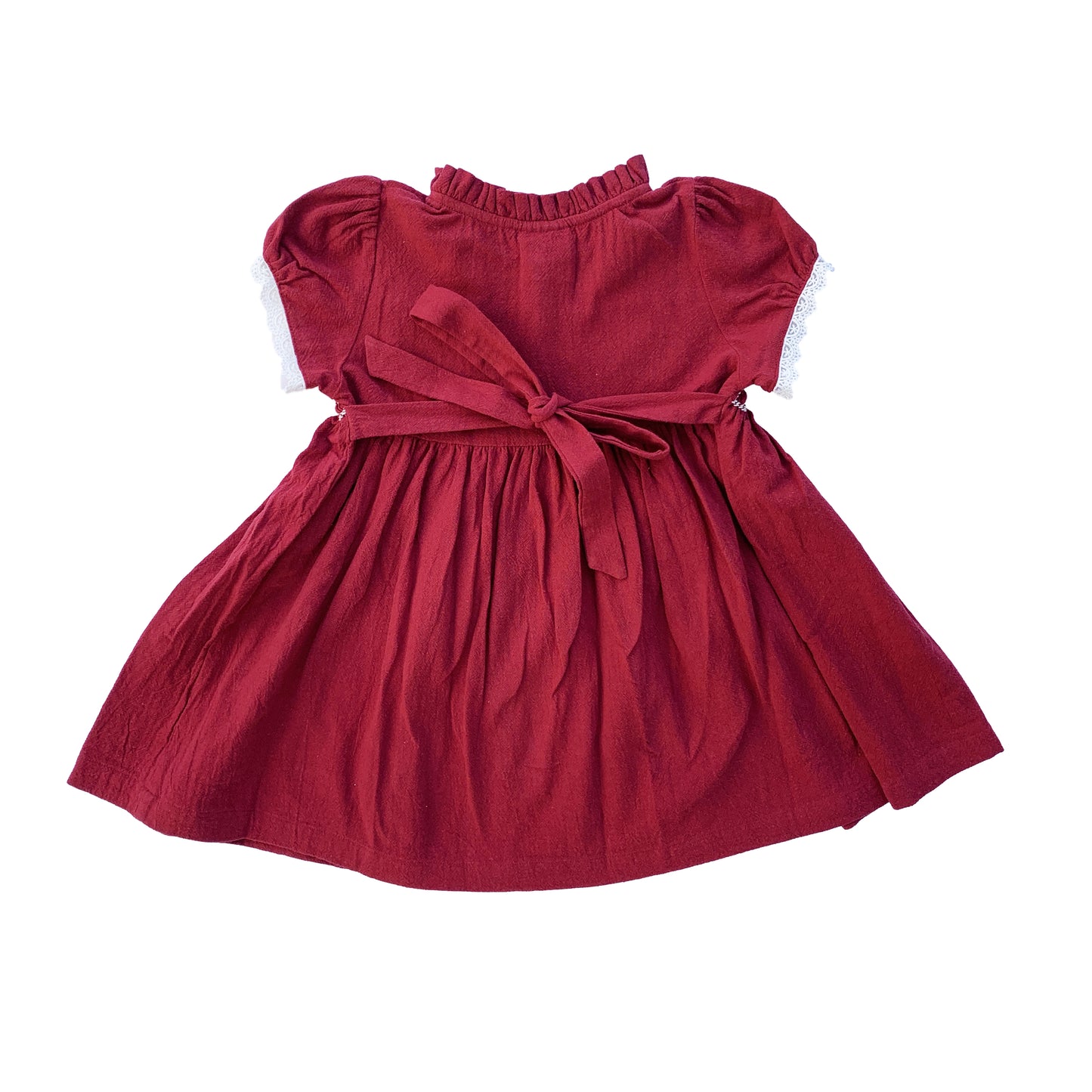 Crimson Charm Smocked Dress