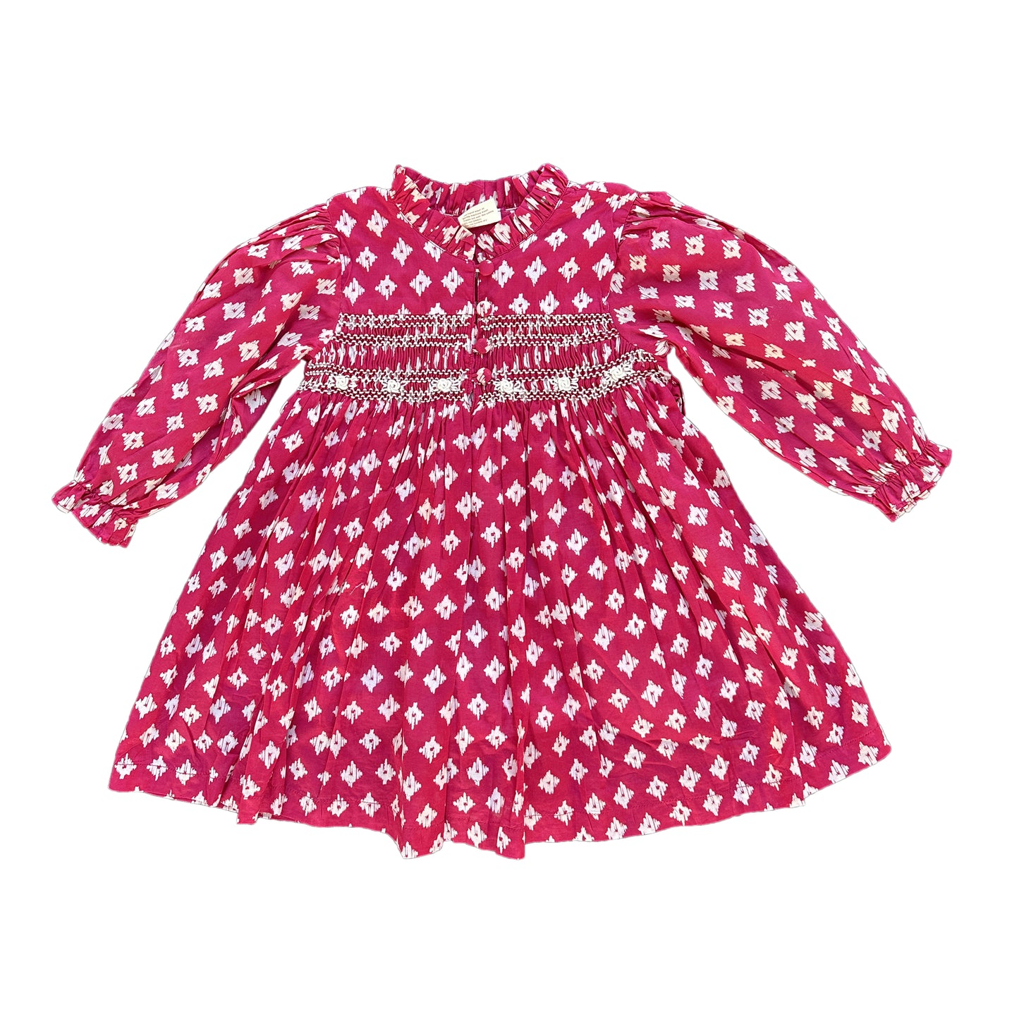 Crimson Snowflake Smocked Dress