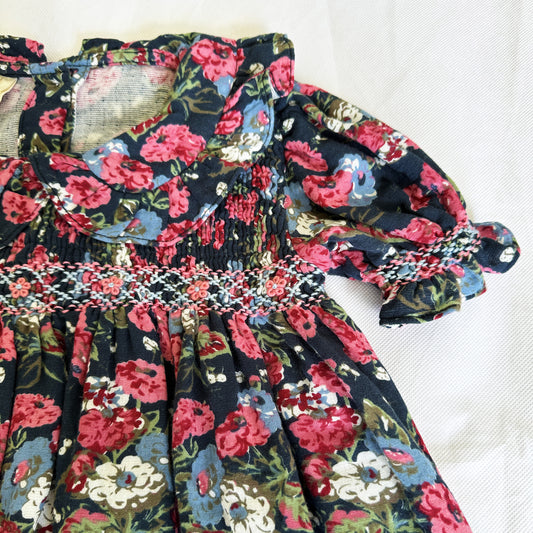 Eloise Navy Floral Smocked Cotton Dress