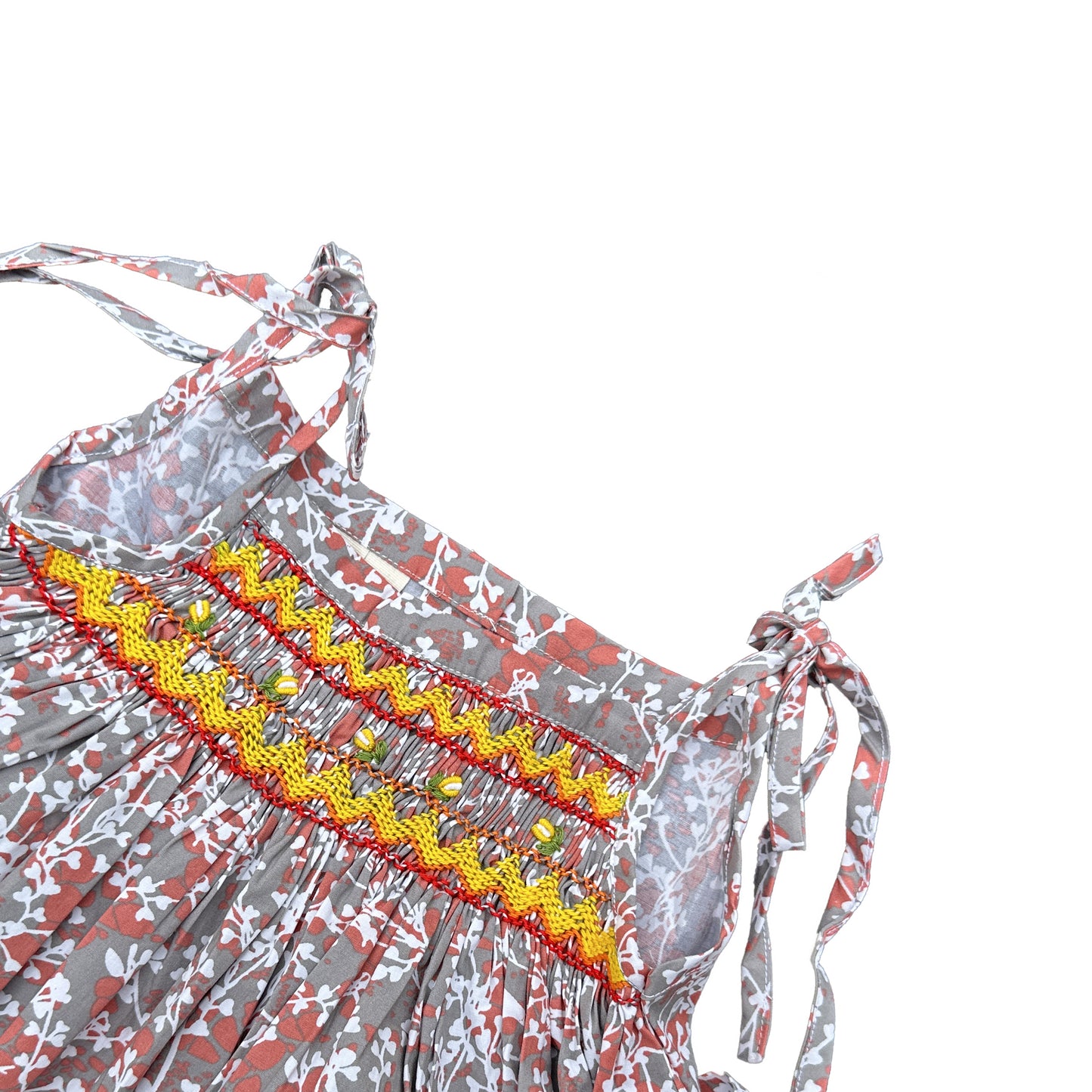 Gray Strap Smocked Dress