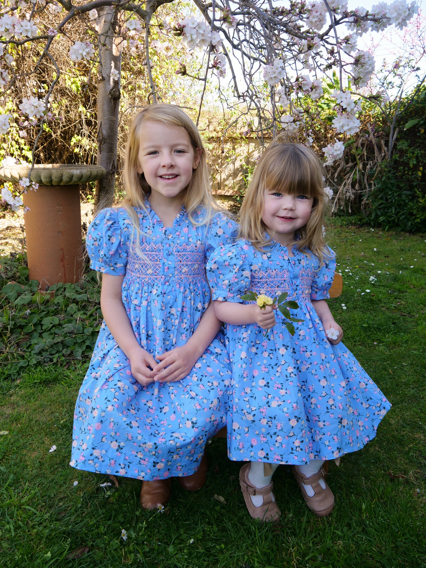 Cerulean Rose Smocked Dress