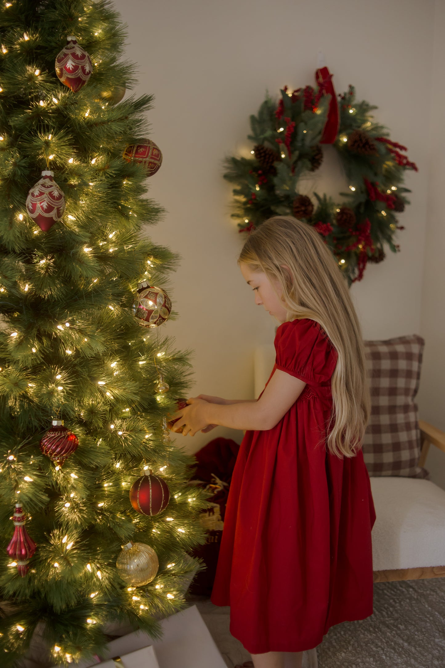 Cherry Red Smocked Dress