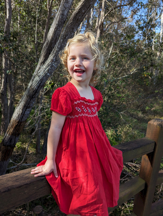 Scarlet Red Smocked Dress