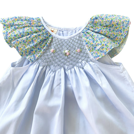 Light Blue Bishop Smocked Dress
