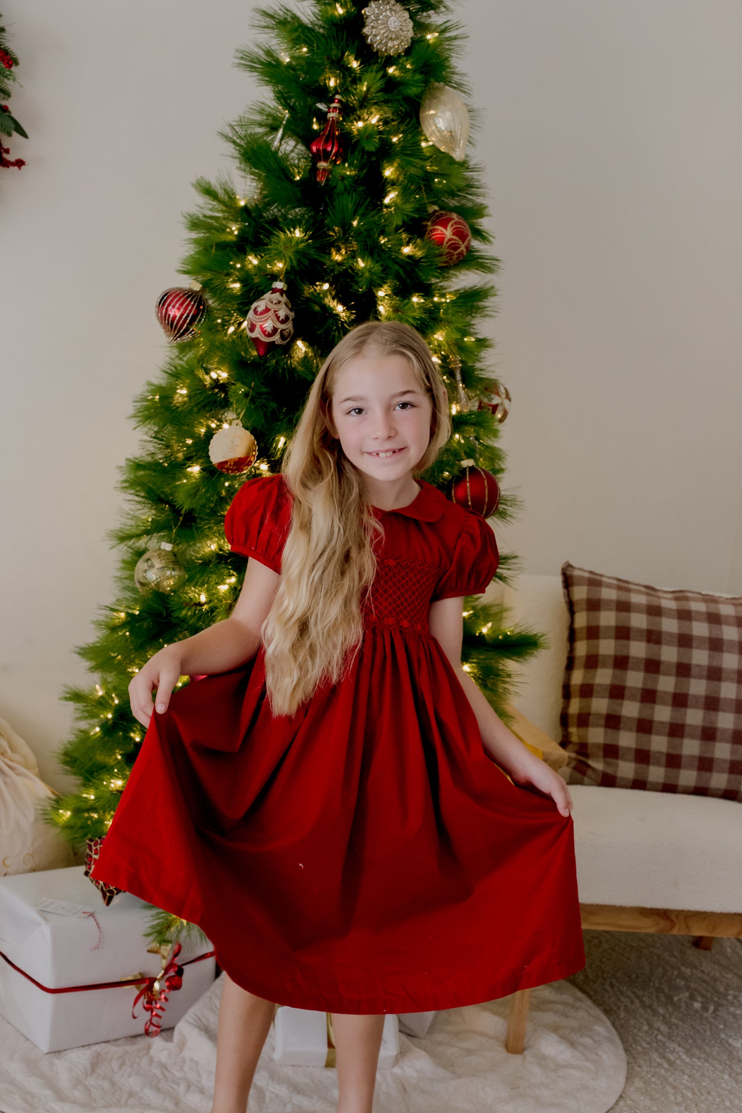 Cherry Red Smocked Dress