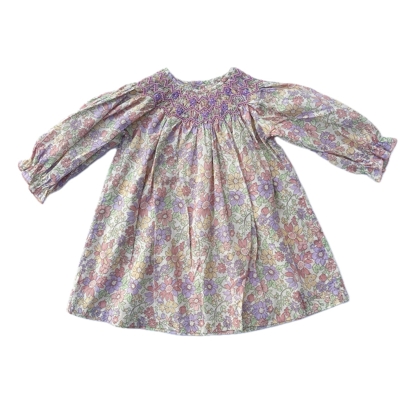 Lavender Bloom Smocked Dress (Long Sleeves)