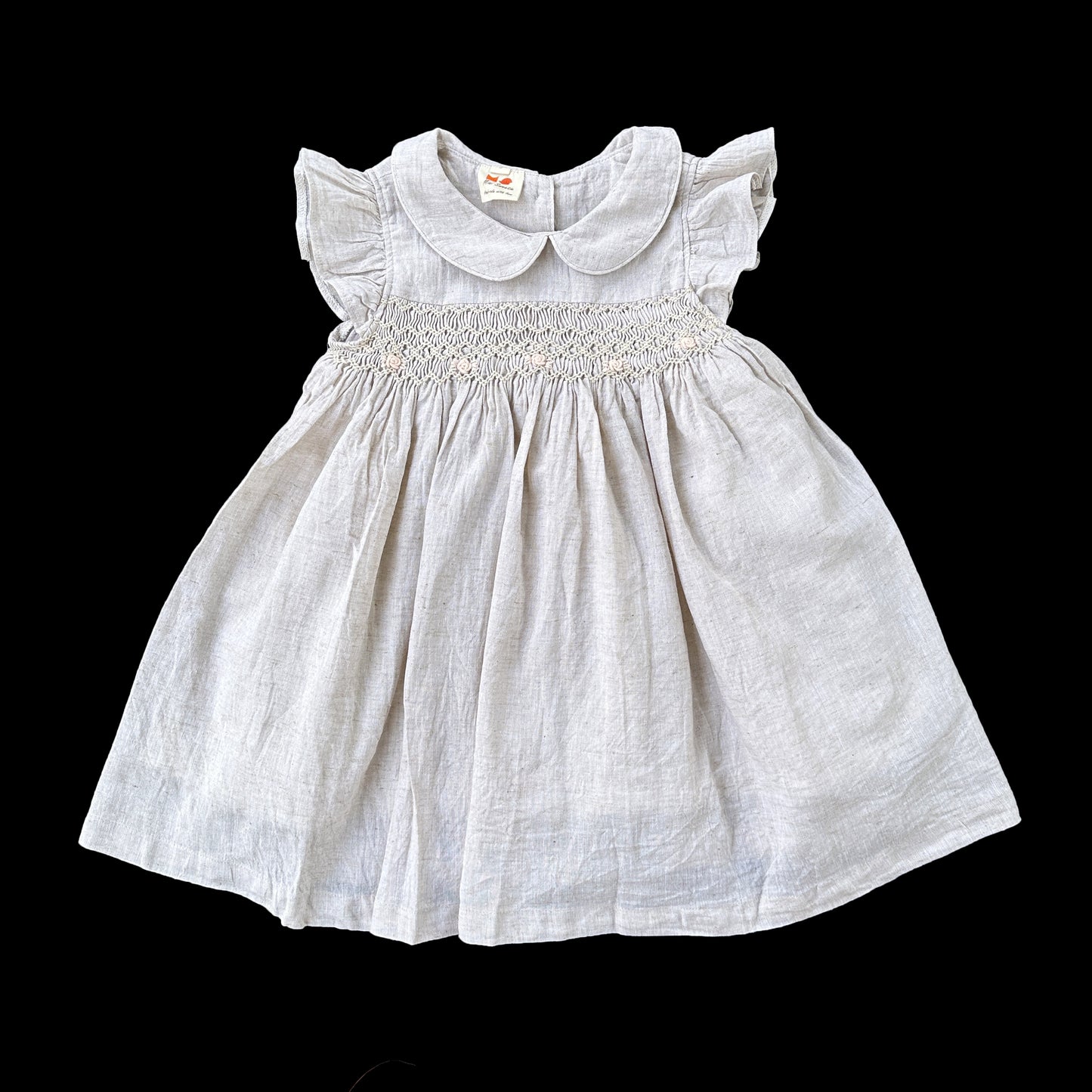 Light Gray Linen Smocked Dress