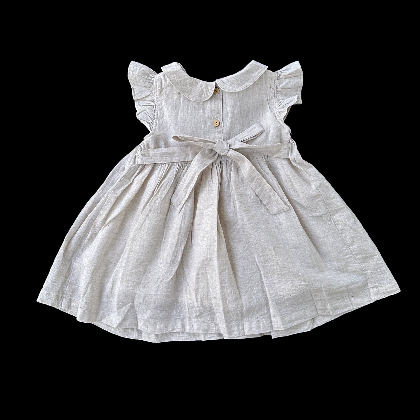 Light Gray Linen Smocked Dress