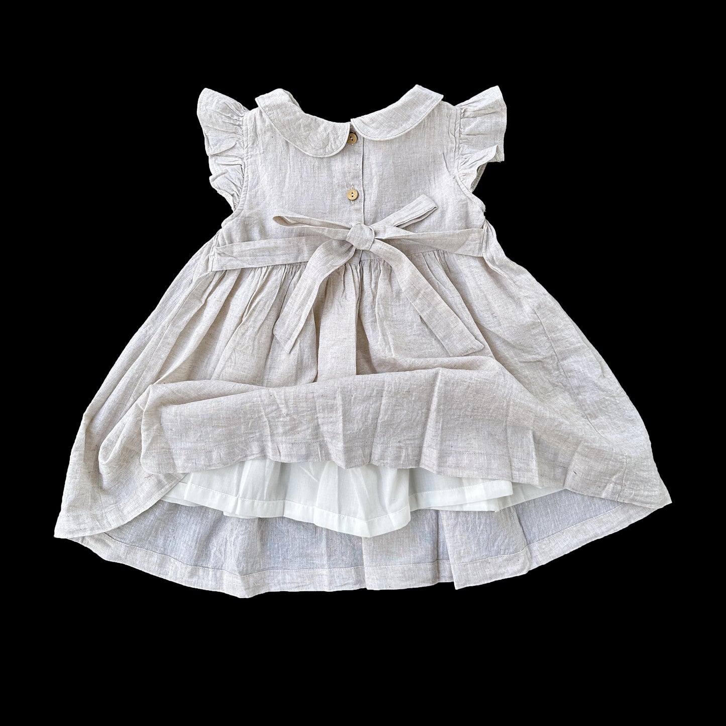 Light Gray Linen Smocked Dress