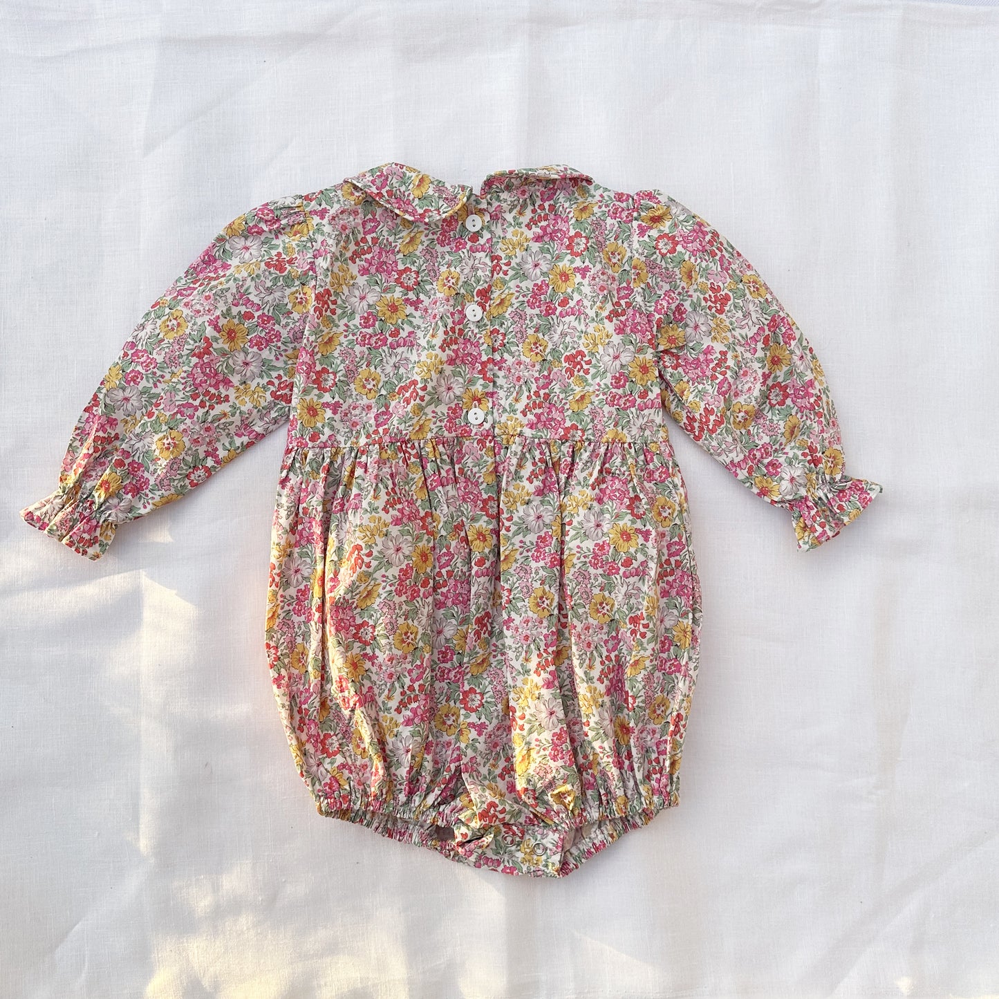 Petite Floral Smocked Romper (Long Sleeves)