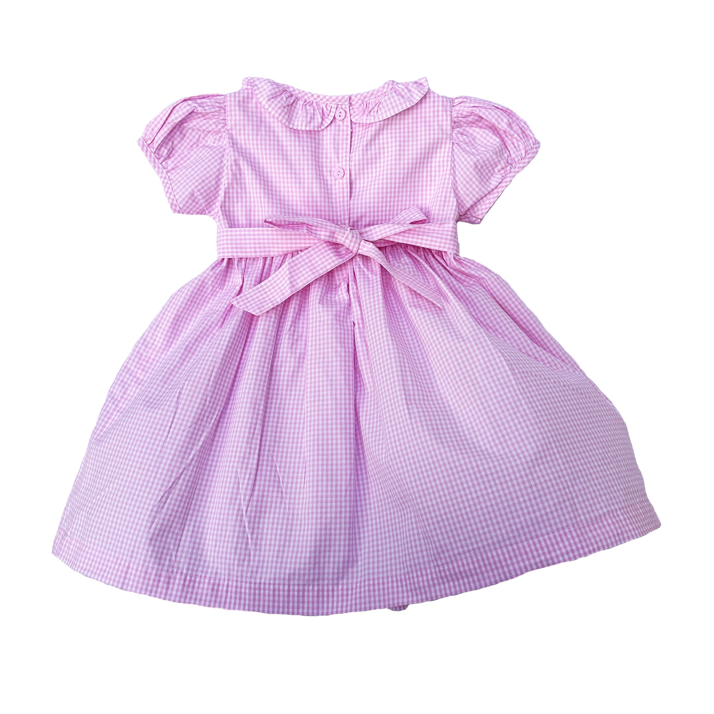 Pink Gingham Smocked Dress