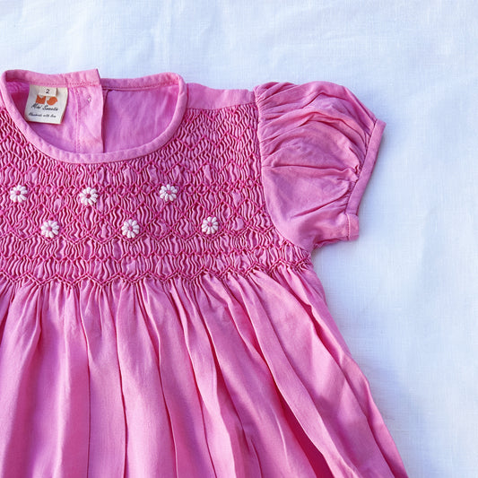 Pink Linen Daydream Smocked Dress