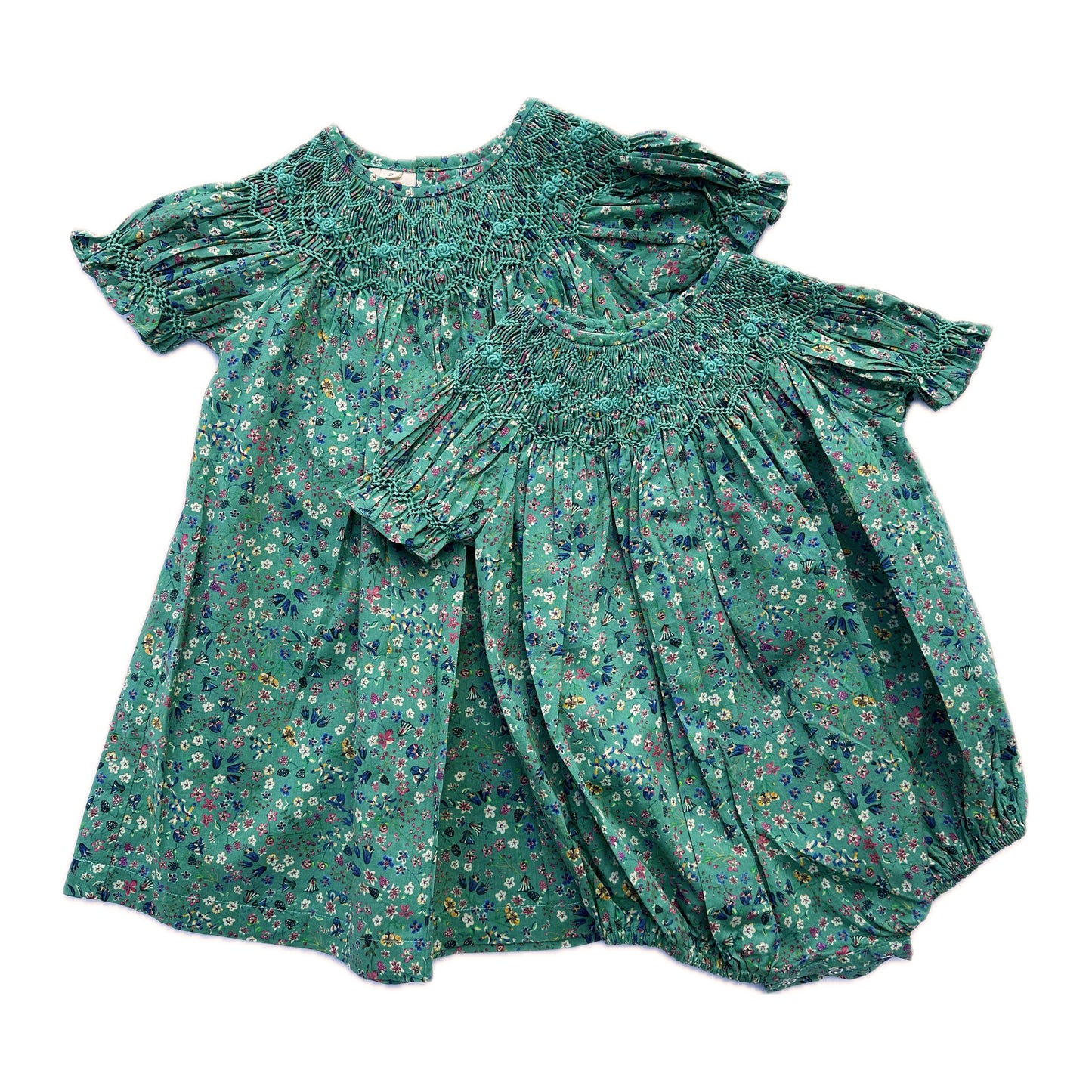 Verdant Petals Smocked Dress