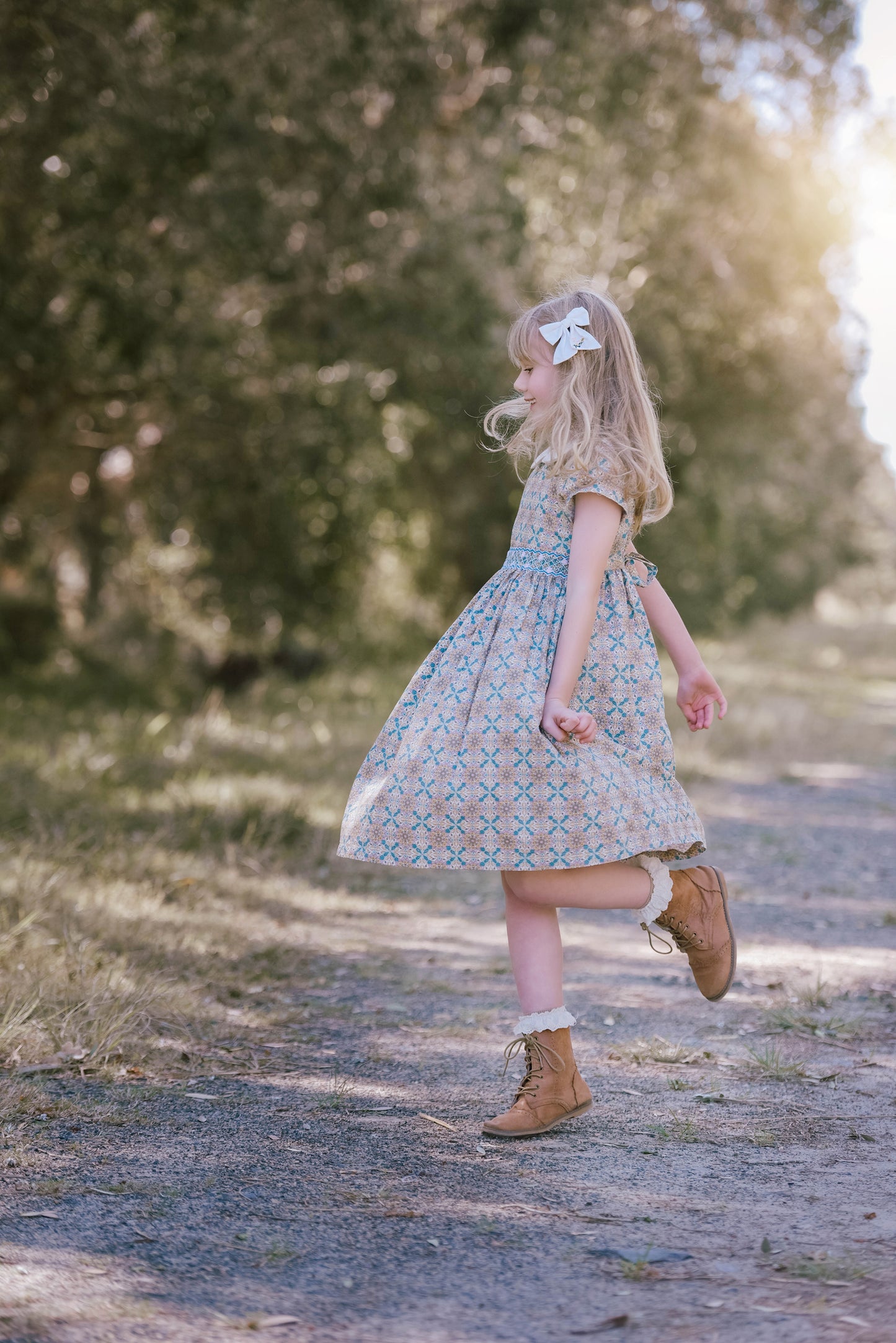 Vintage Pattern Smocked Dress