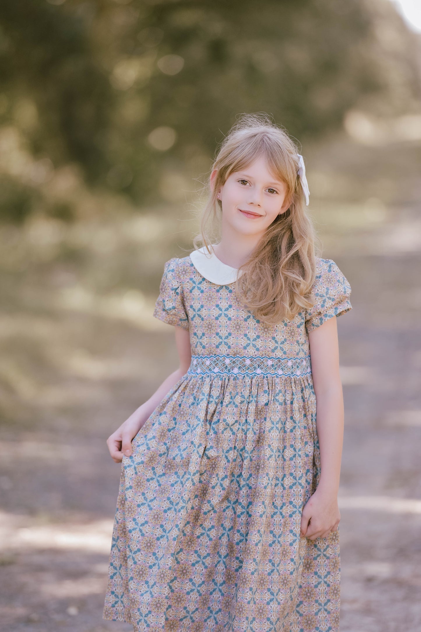 Vintage Pattern Smocked Dress
