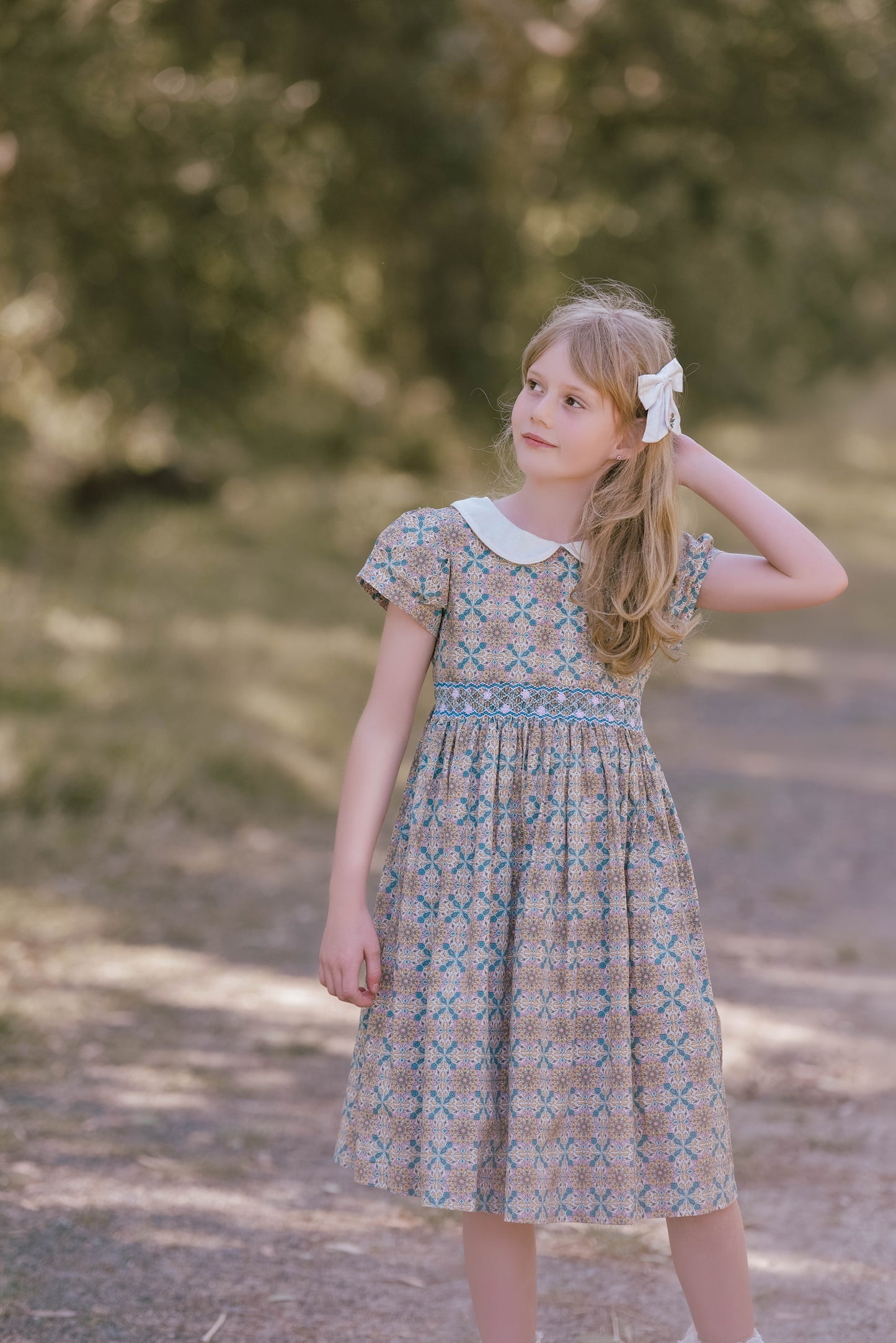 Vintage Pattern Smocked Dress