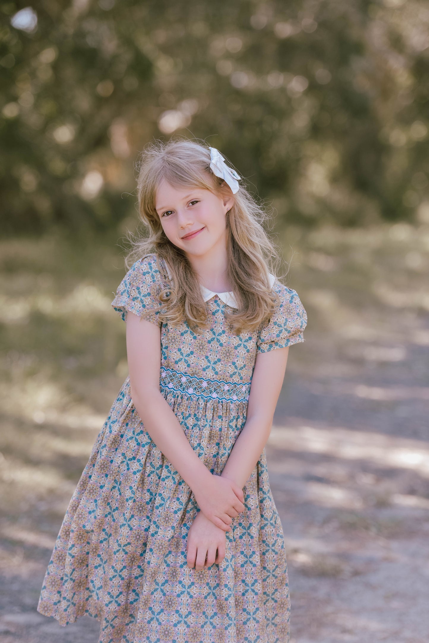 Vintage Pattern Smocked Dress