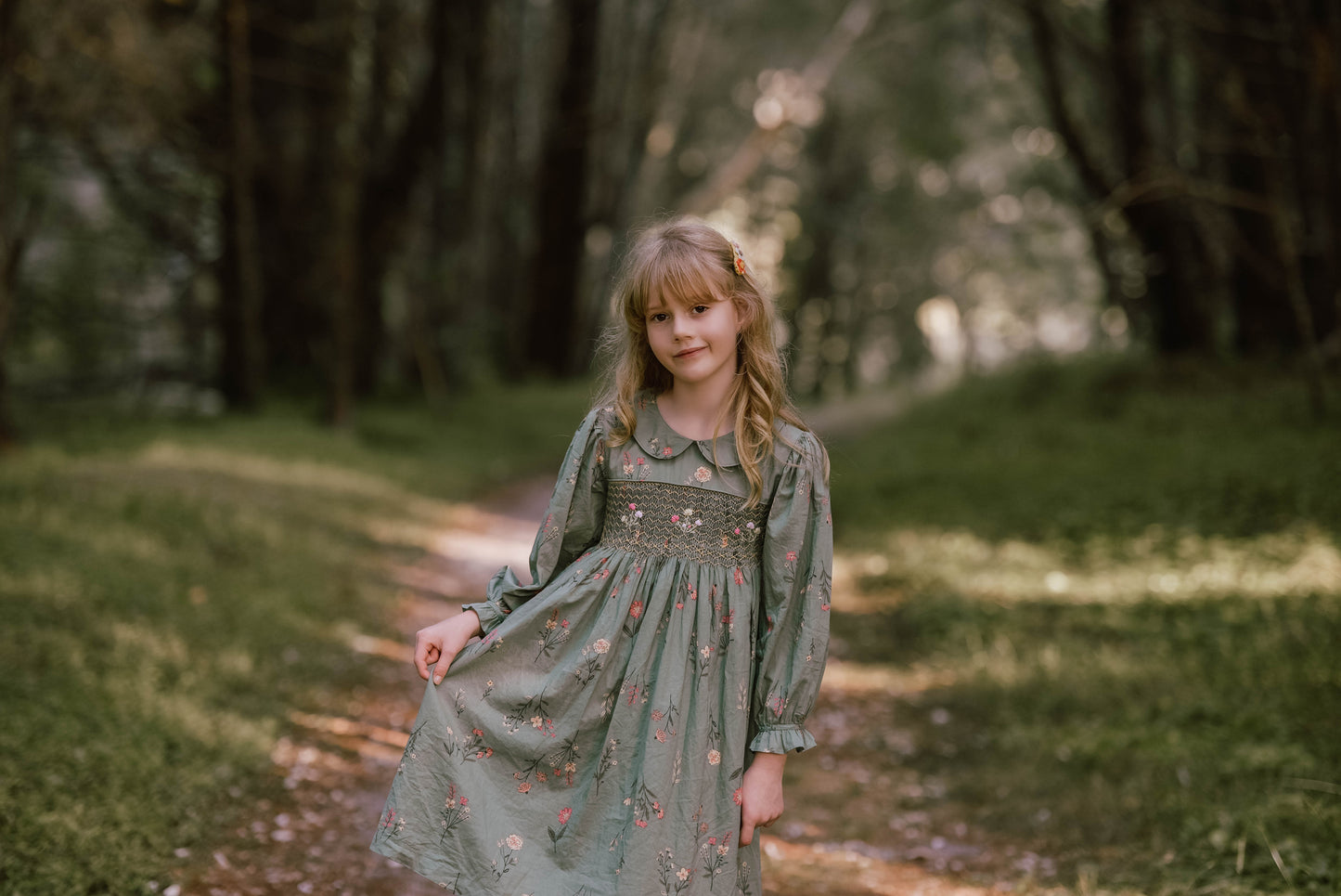 Botanical Green Embroidered Dress