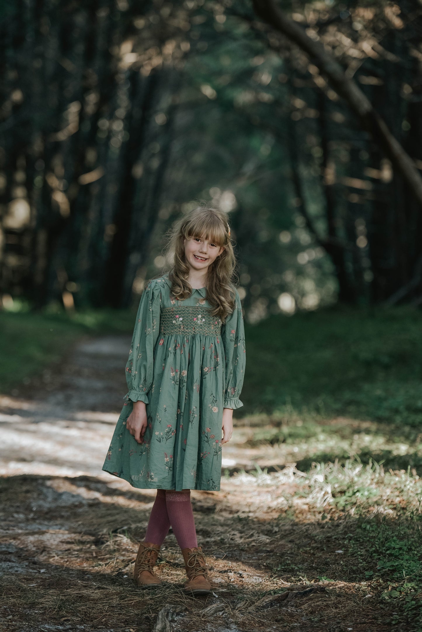 Botanical Green Embroidered Dress