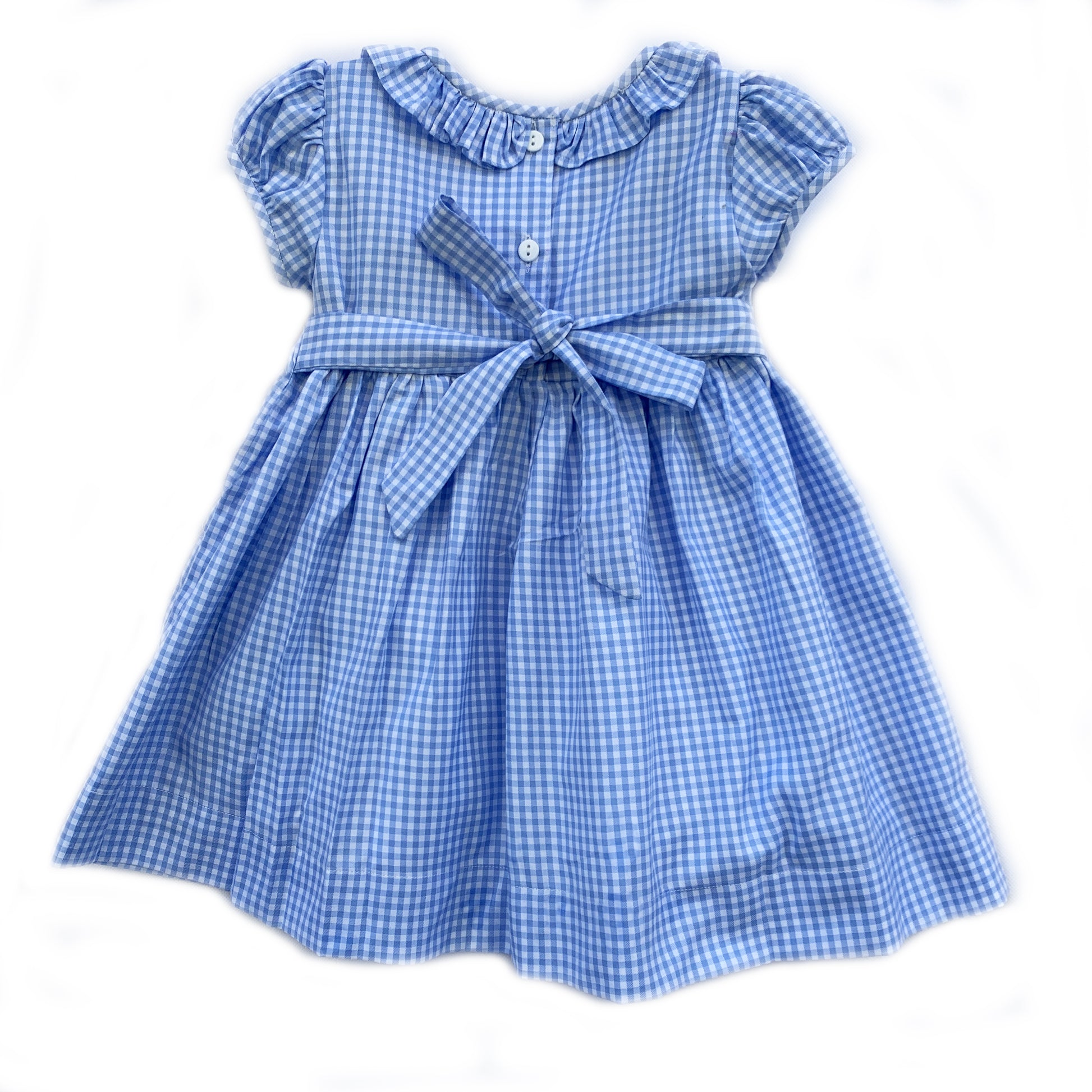 Elegant blue classic smocked dress.