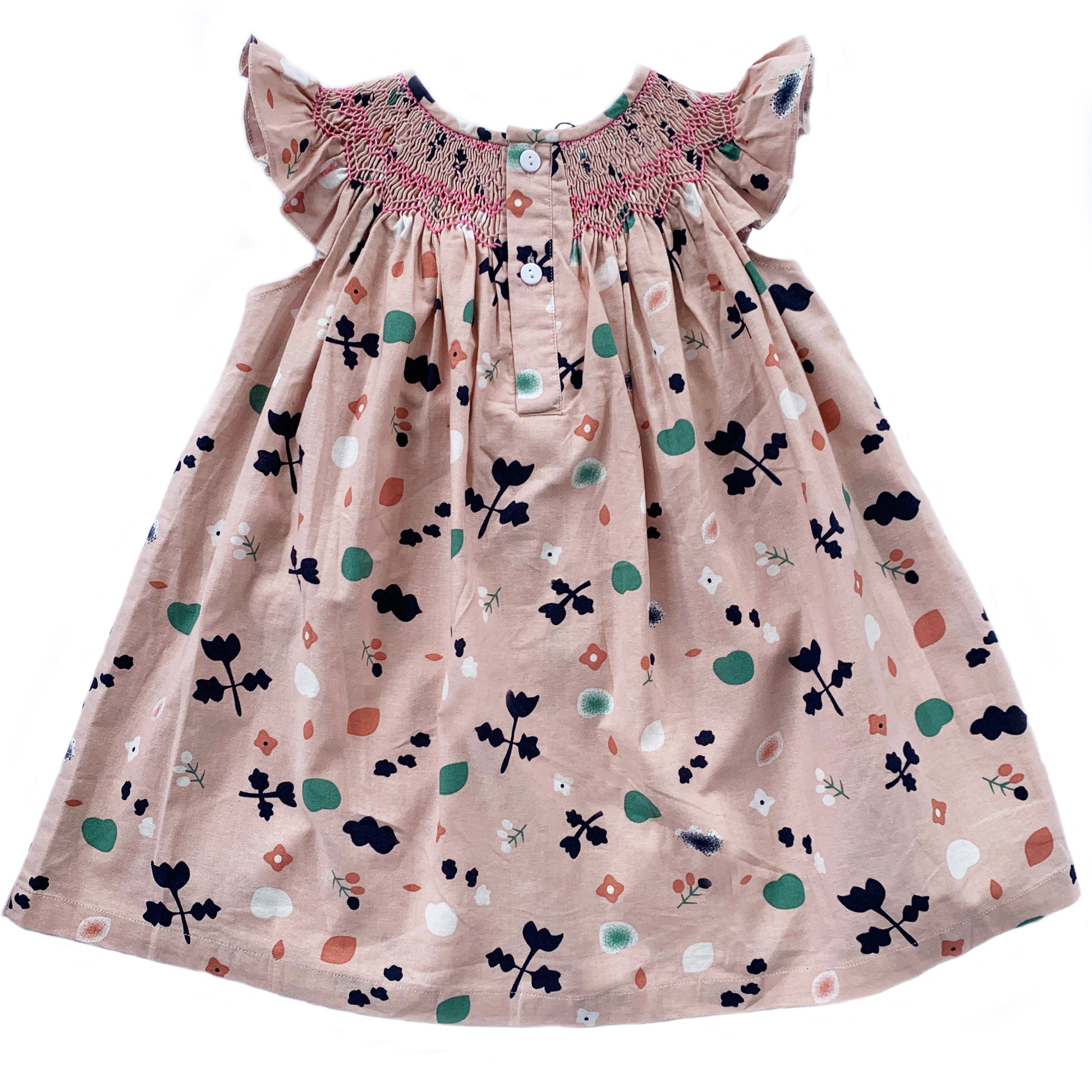 Pink-brown bishop smocked dress.