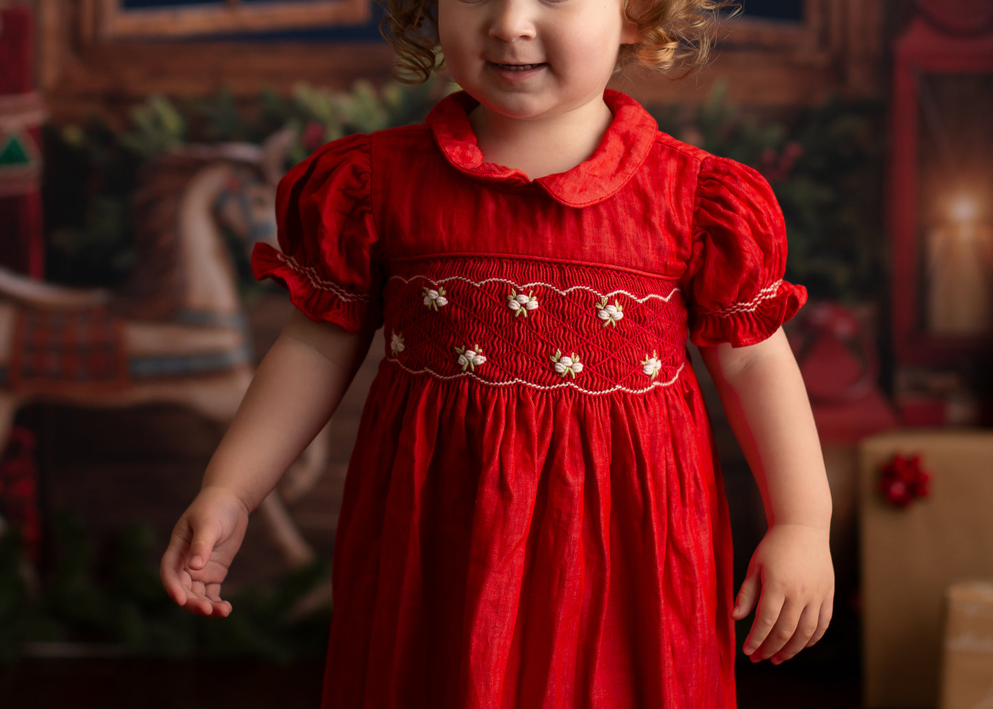 Lava Red Smocked Dress