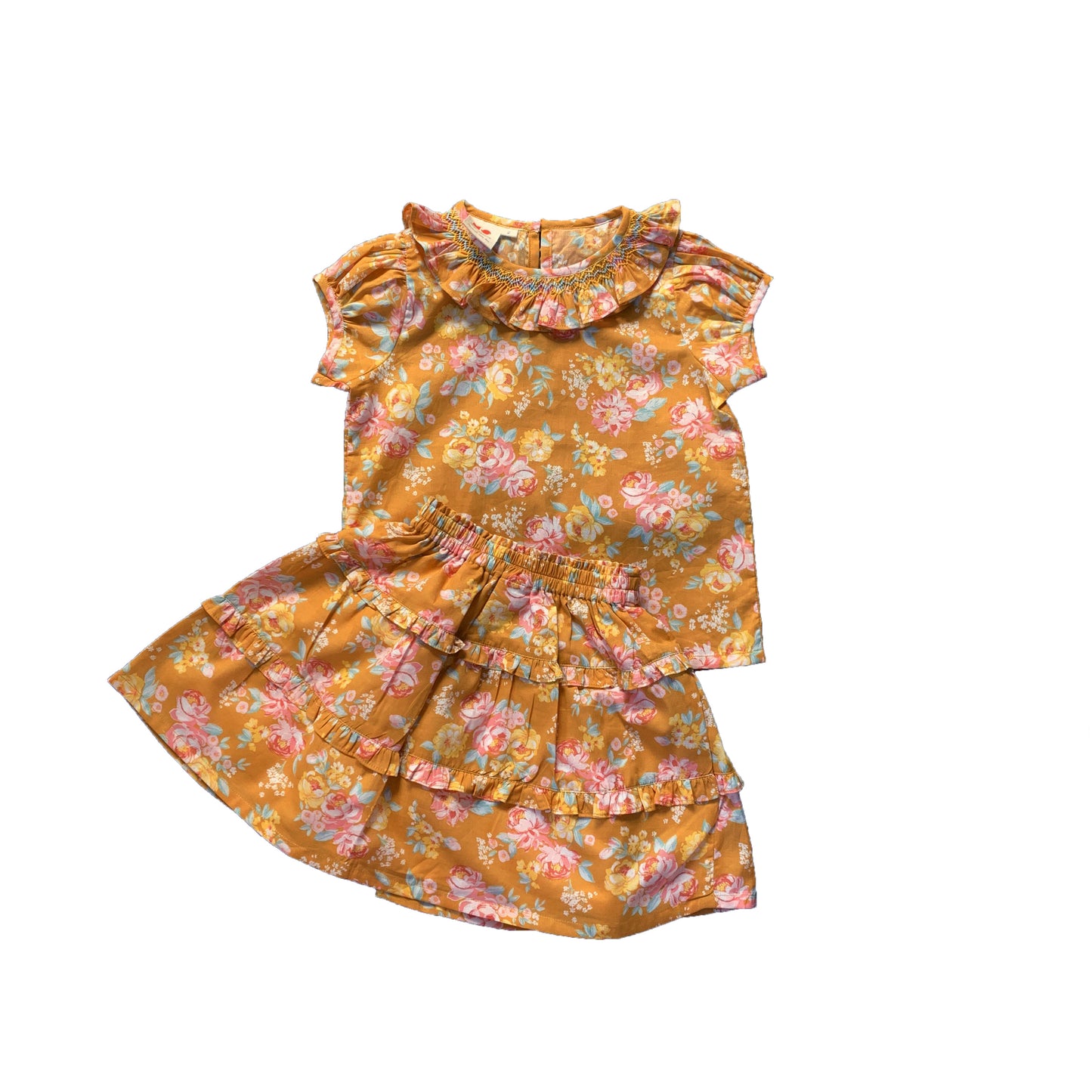 Gold Rose Smocked Top.