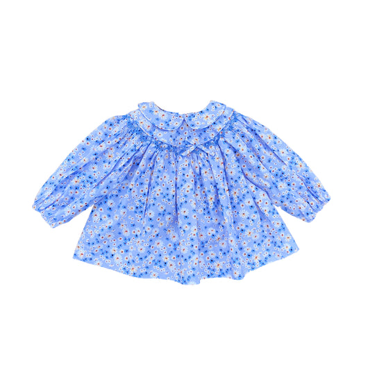 Blue Daisy Smocked Top.