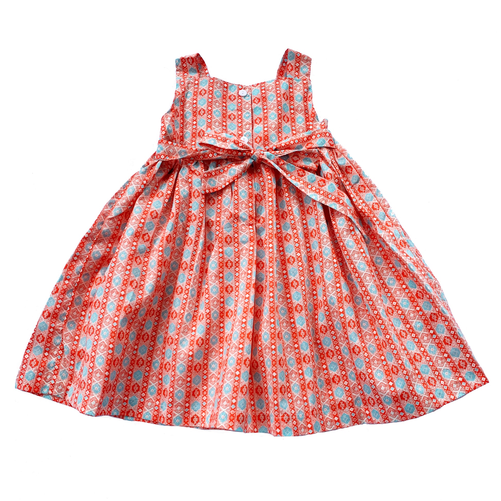 Brilliant Strap Orange Smocked Dress.