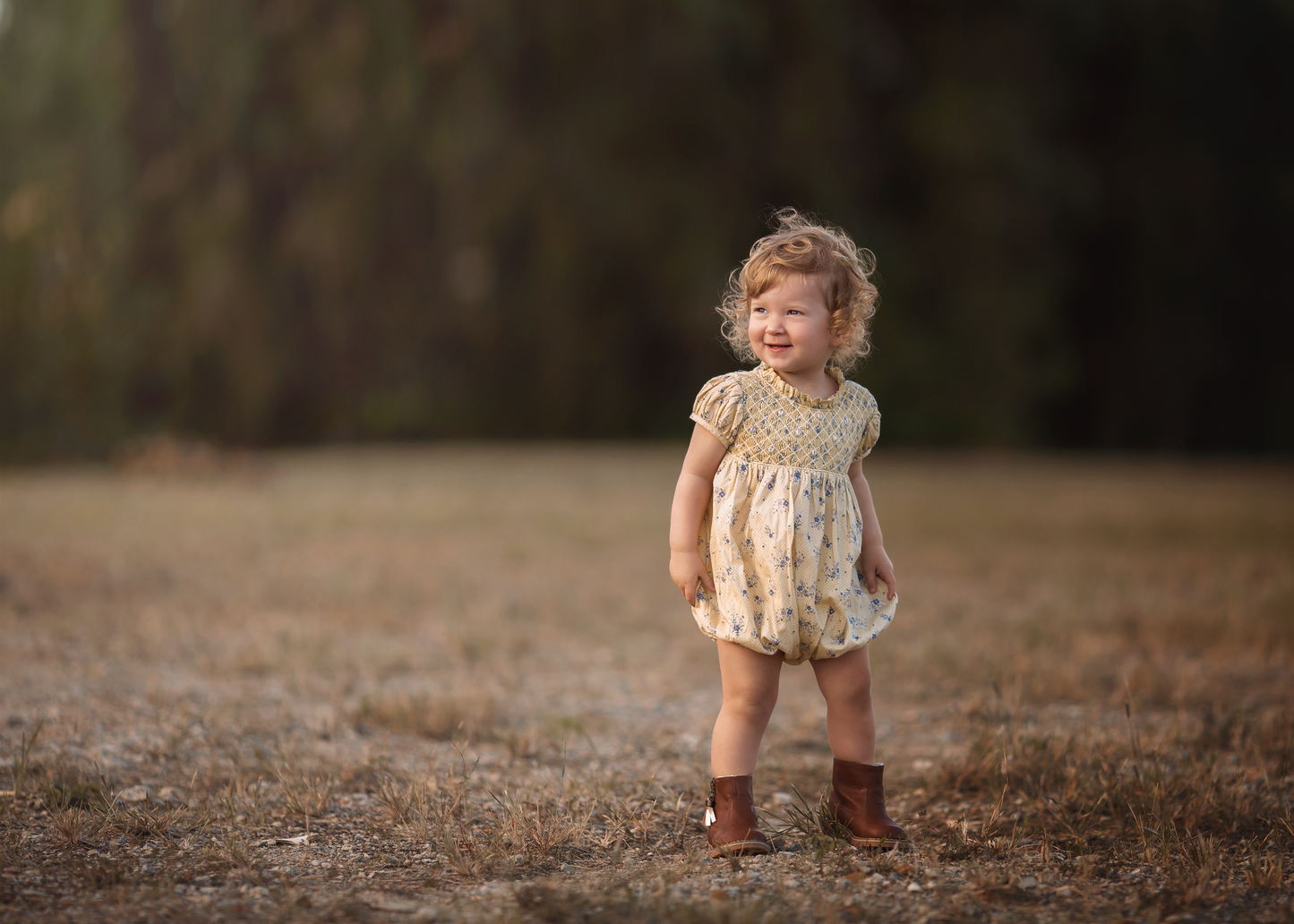 Purple Flower Smocked Romper