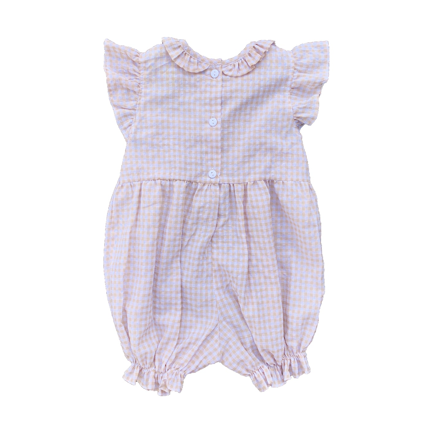 Beige Stripe Smocked Romper