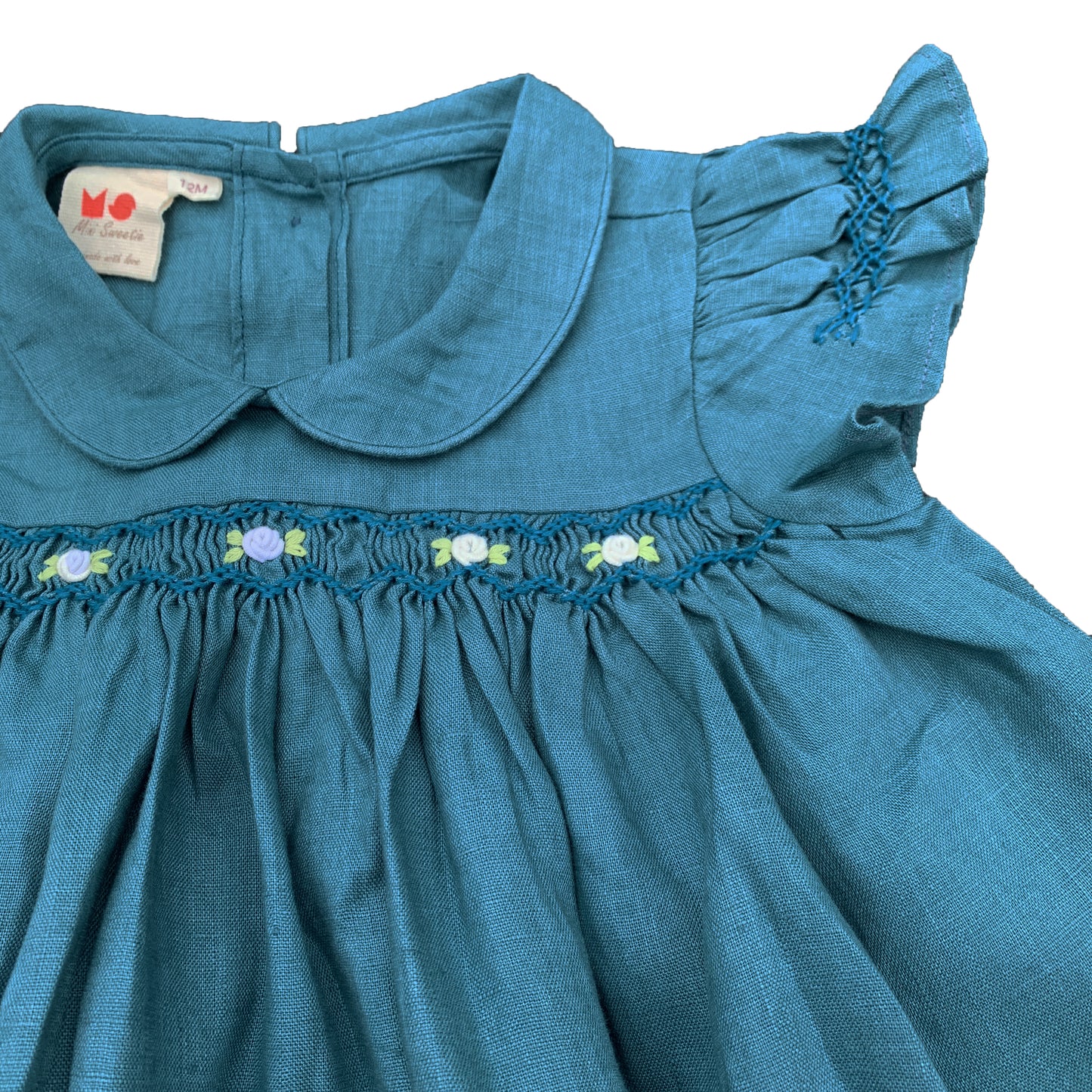 Blueberry Linen Baby Smocked Dress ( Baby size 6m to 2T).