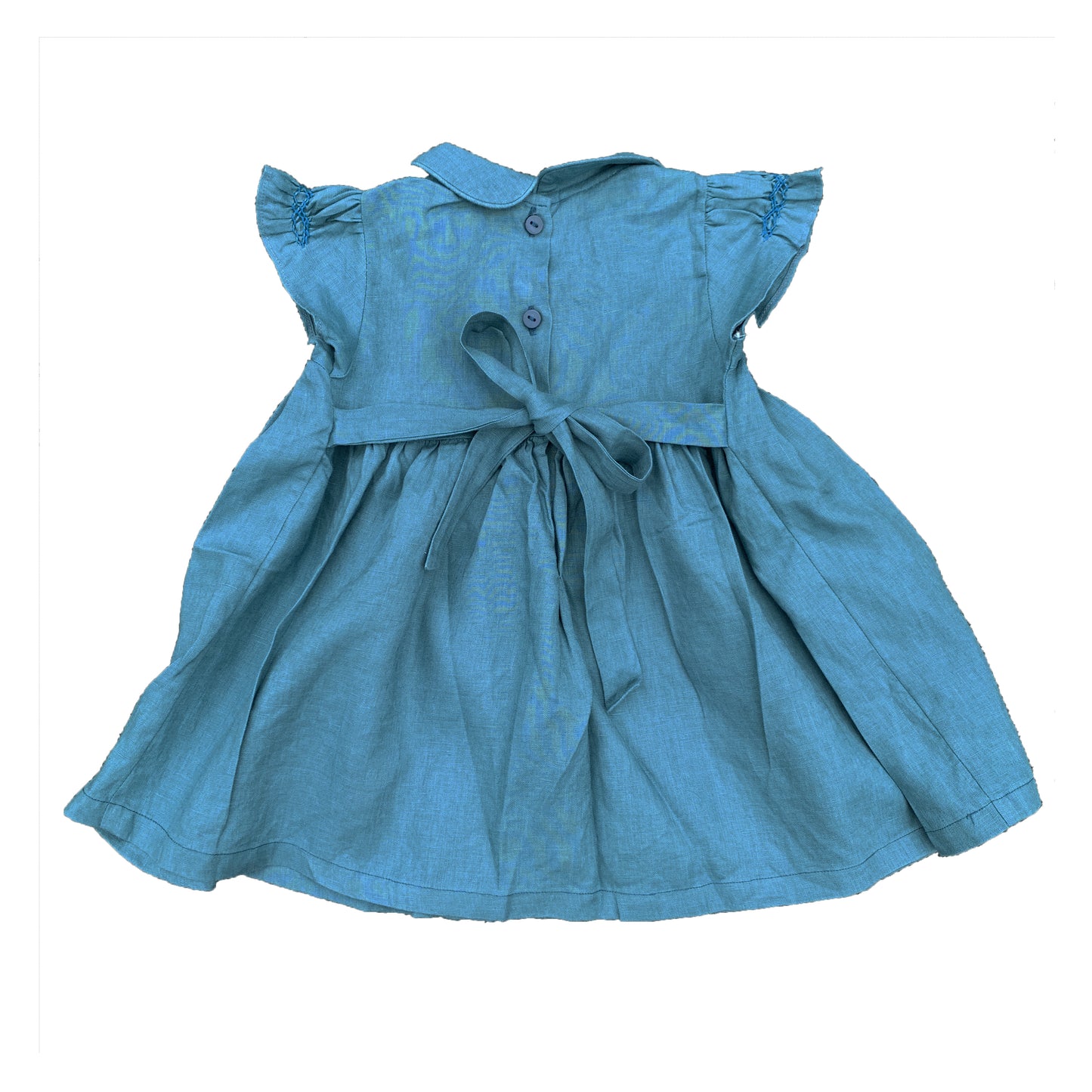 Blueberry Linen Baby Smocked Dress ( Baby size 6m to 2T).