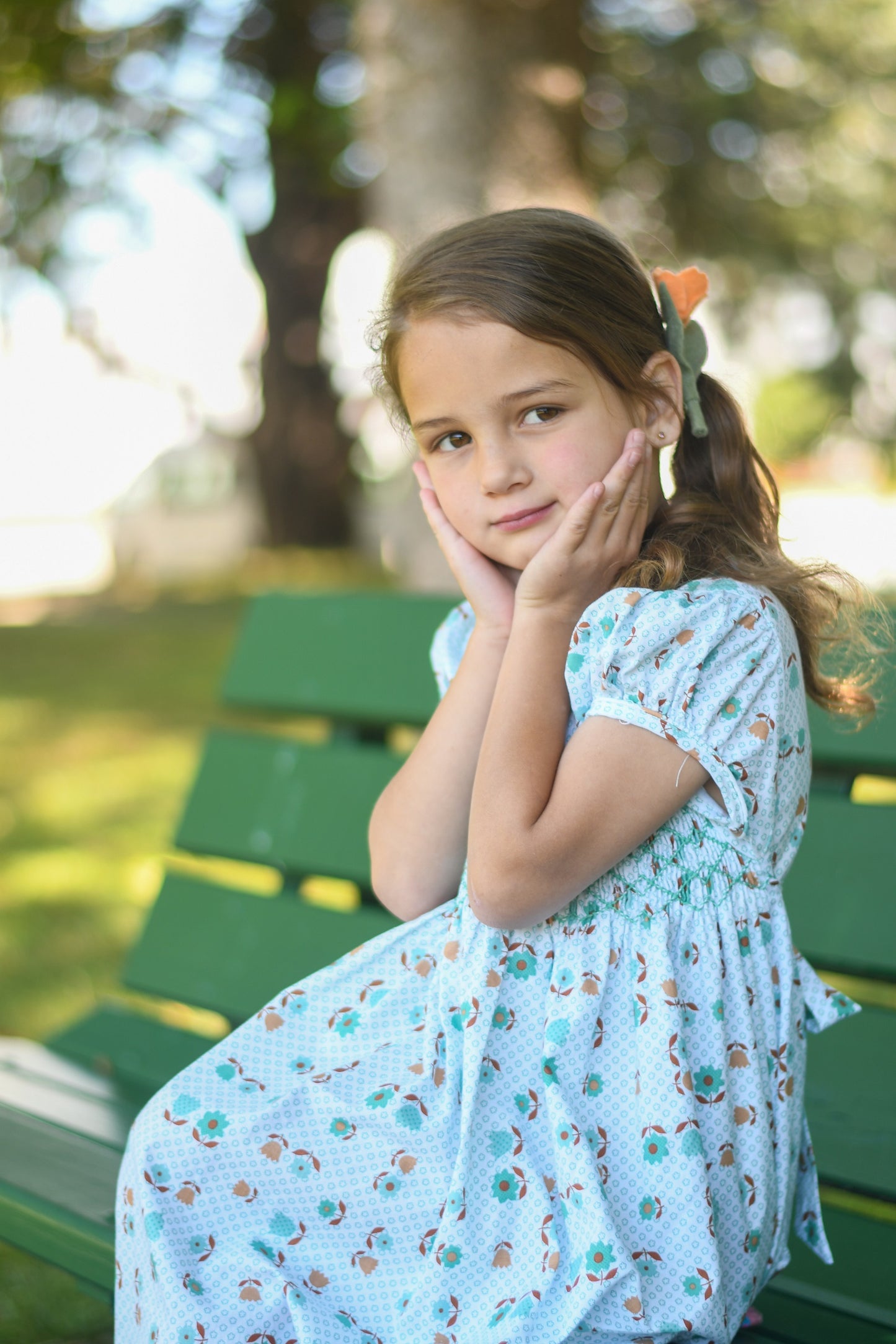 Jade Green Floral Smocked Dress