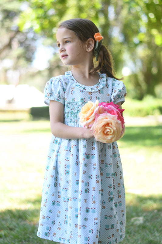 Jade Green Floral Smocked Dress