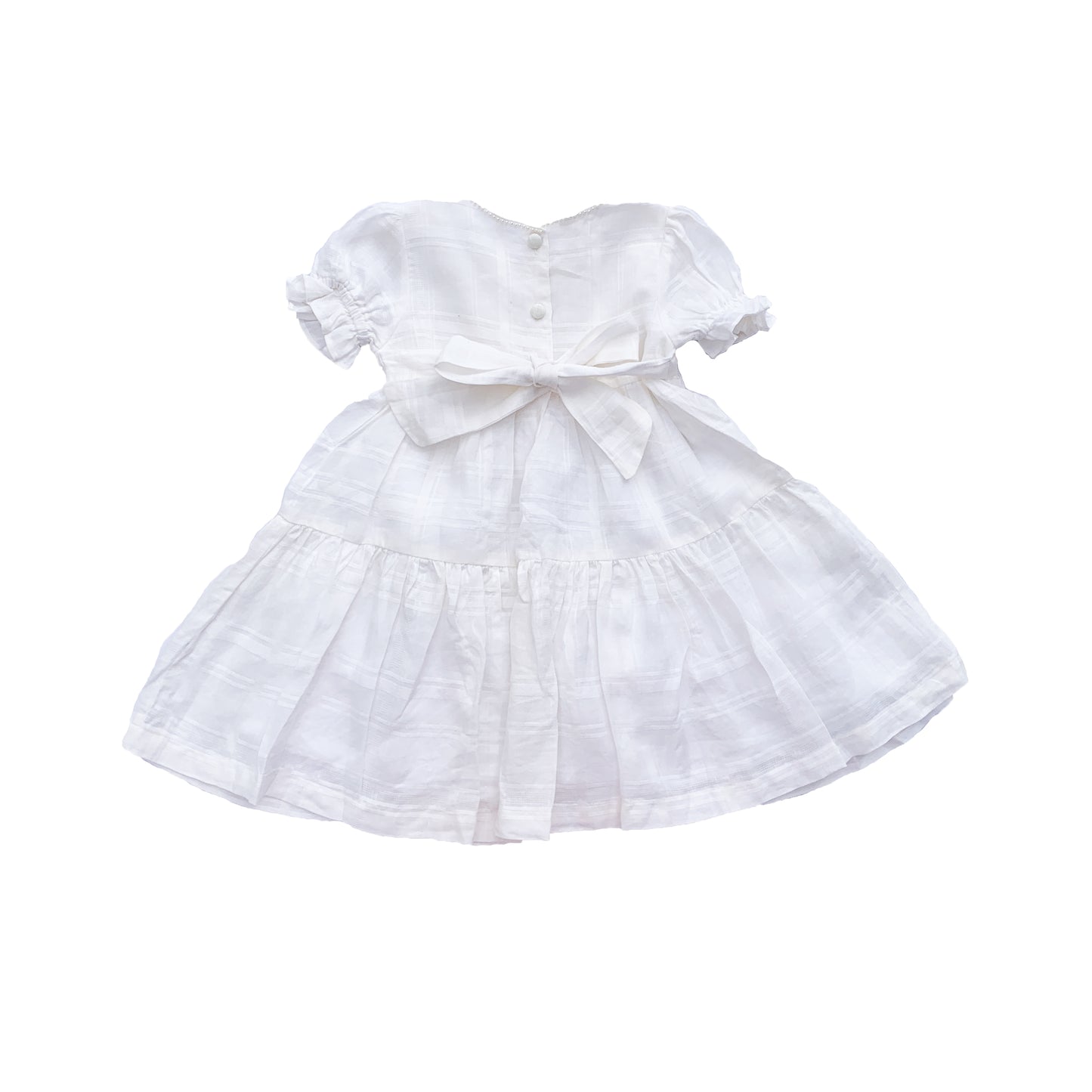 White Smocked Dress With Pearls - Christening / Flower Girl