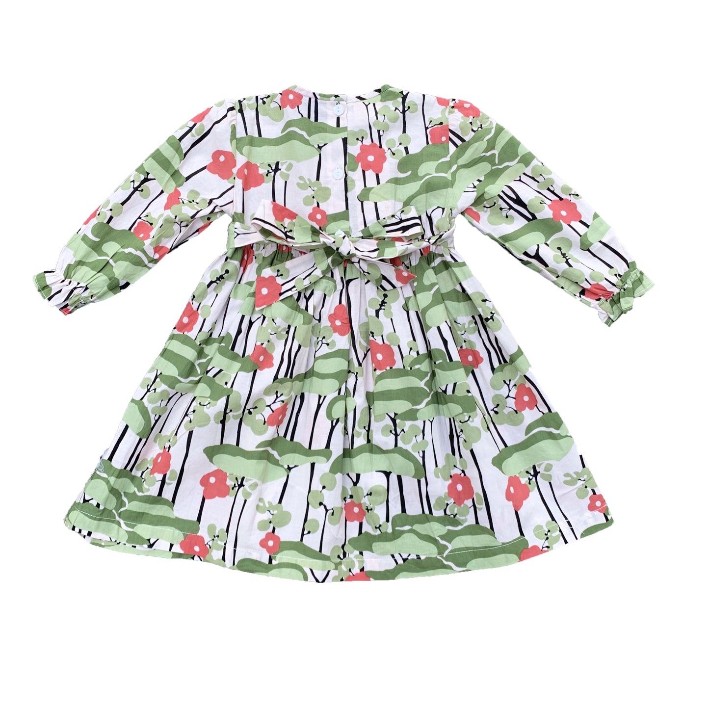 Green Leaves Smocked Dress