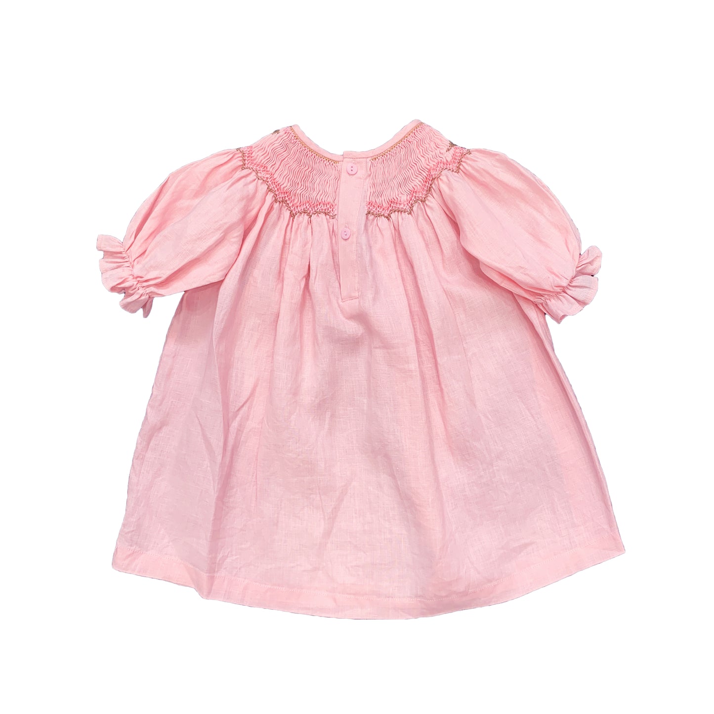 Bishop Pink Linen Smocked Dress