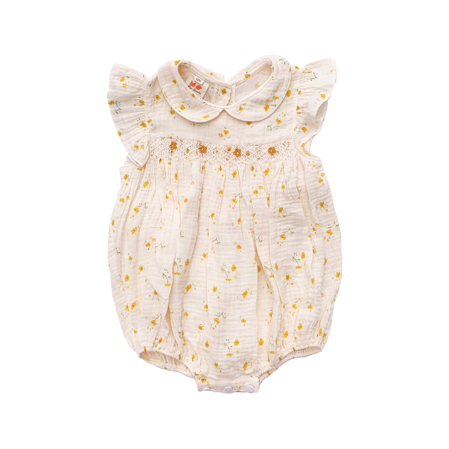Muslin Smocked Romper - Short Sleeves